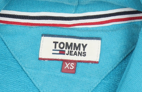 Tommy Jeans Mens Blue XS Pullover Hoodie Logo Graphic Cotton