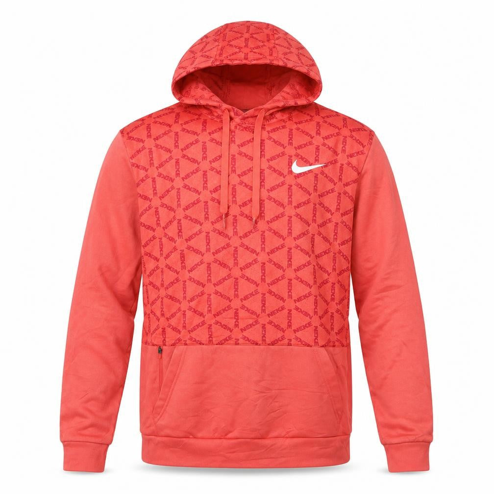Front view of Nike Men's Red Therma-Fit Pullover Hoodie Small Athletic Fleece