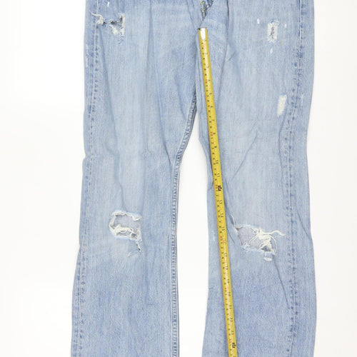 Levi's 501 Men's Blue Distressed Straight Leg Jeans 32x34