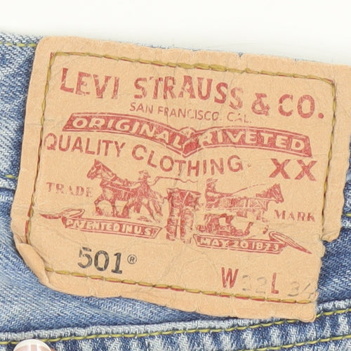 Levi's 501 Men's Blue Distressed Straight Leg Jeans 32x34