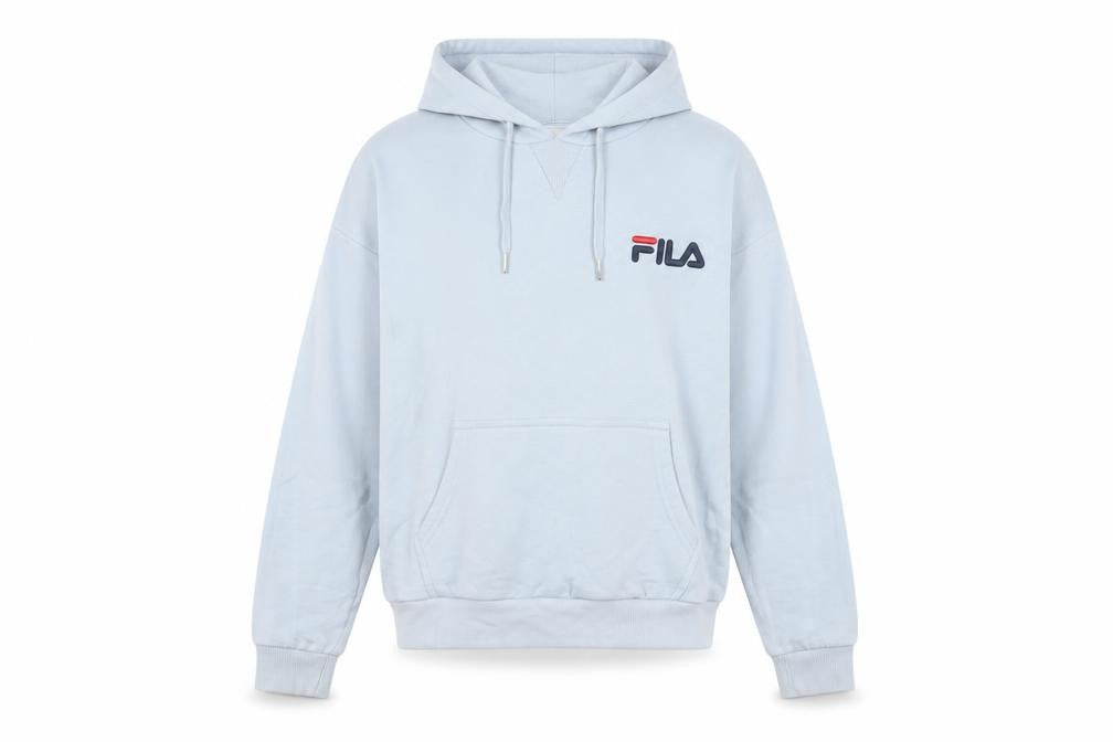 Front view of Fila Men's Blue Pullover Hoodie XS Regular Fit Fleece