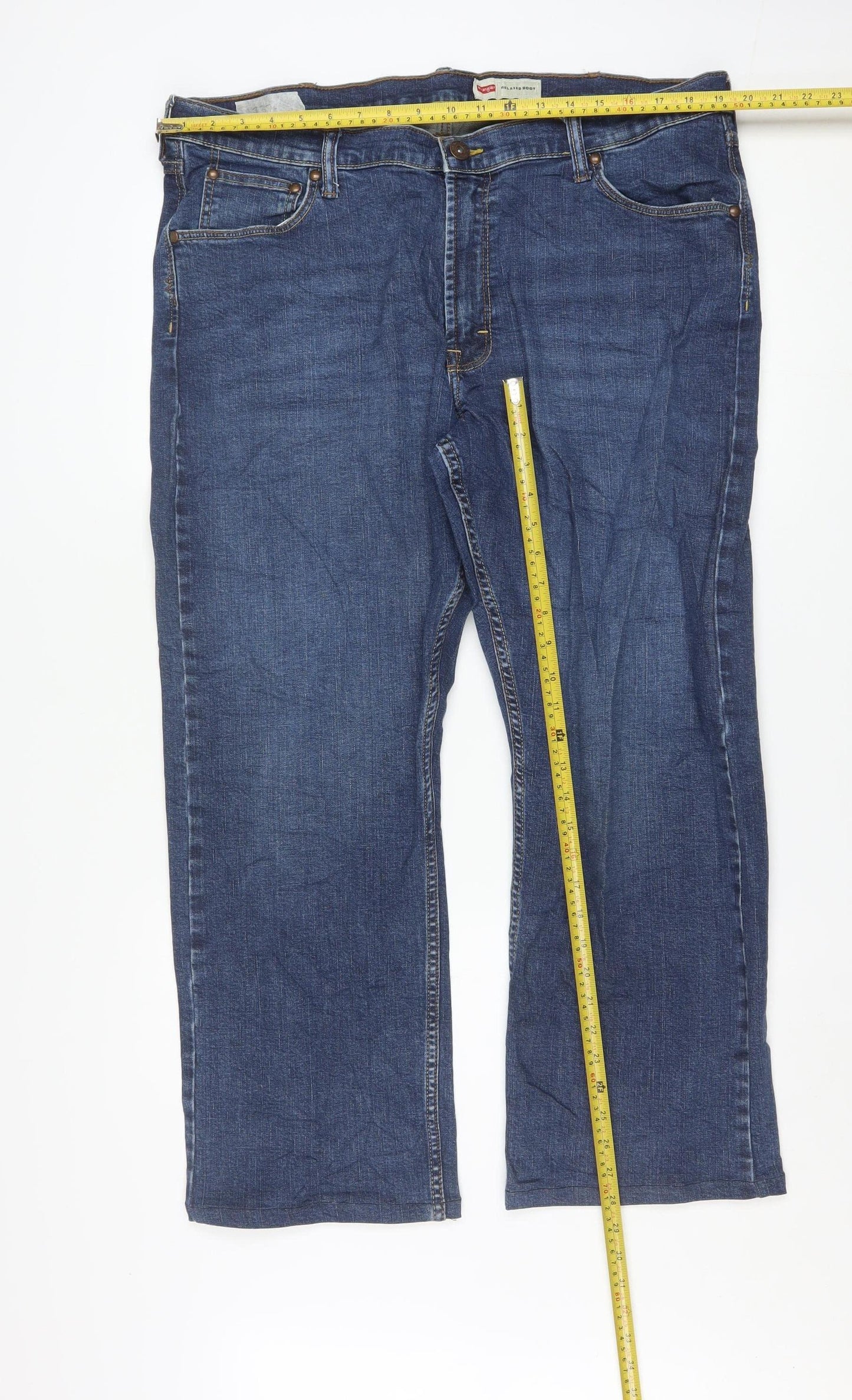 Wrangler Mens Blue Straight Fit Denim Jeans 38x30 Classic Style
