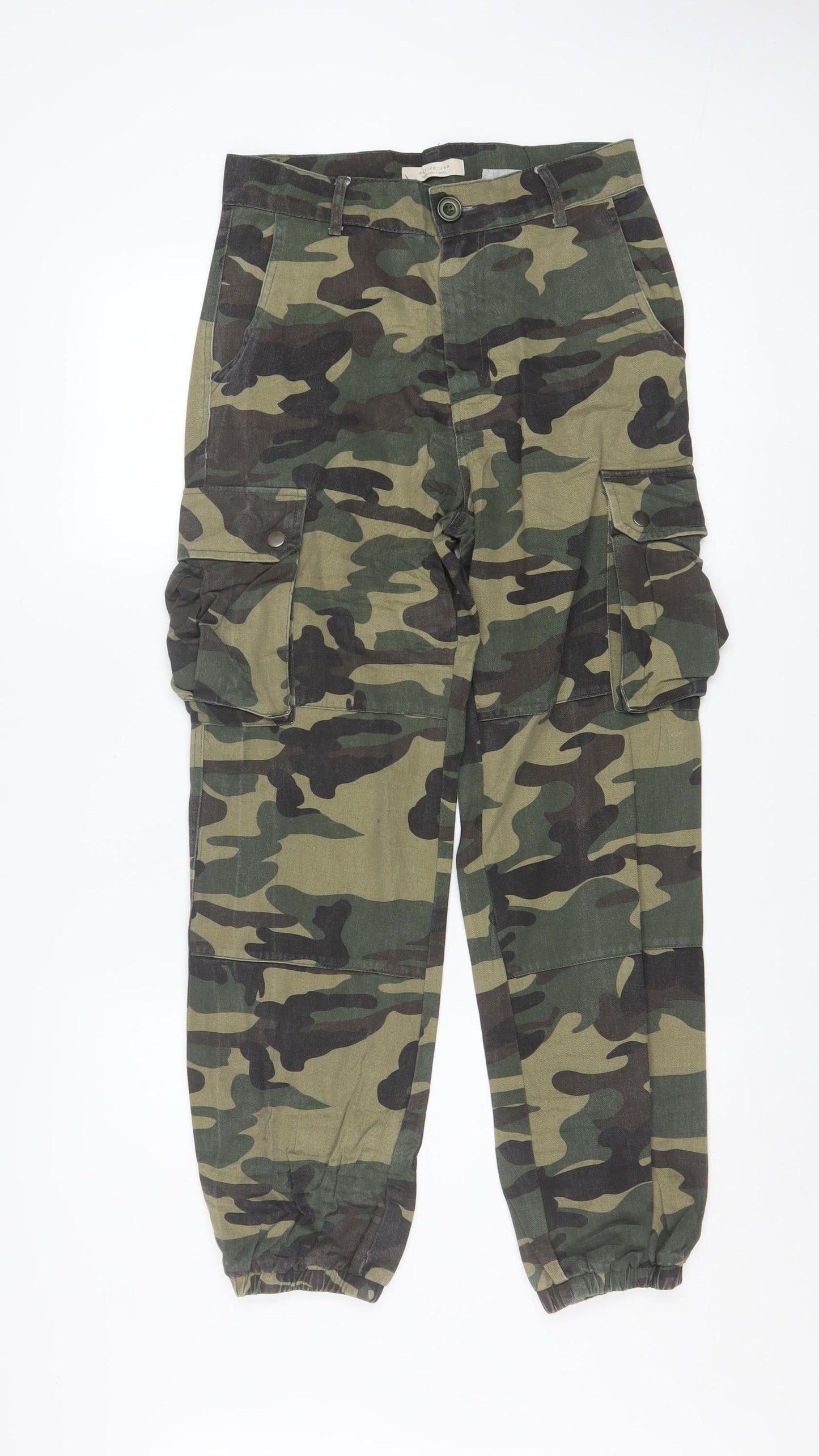 Active USA Women’s Green Camouflage Cargo Trousers Size S
