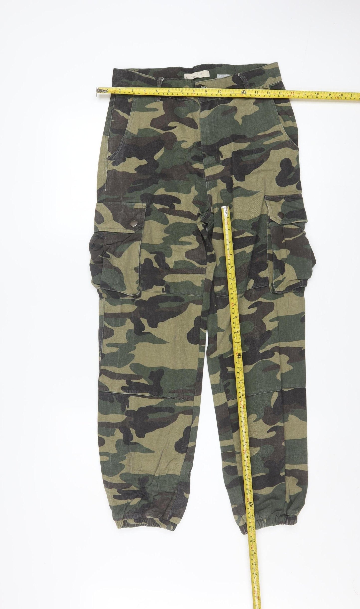 Active USA Women’s Green Camouflage Cargo Trousers Size S