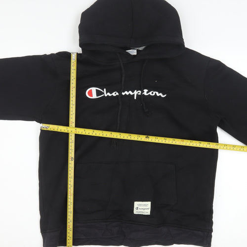 Champion Women's Black Pullover Hoodie Large Logo Embroidered Sweatshirt
