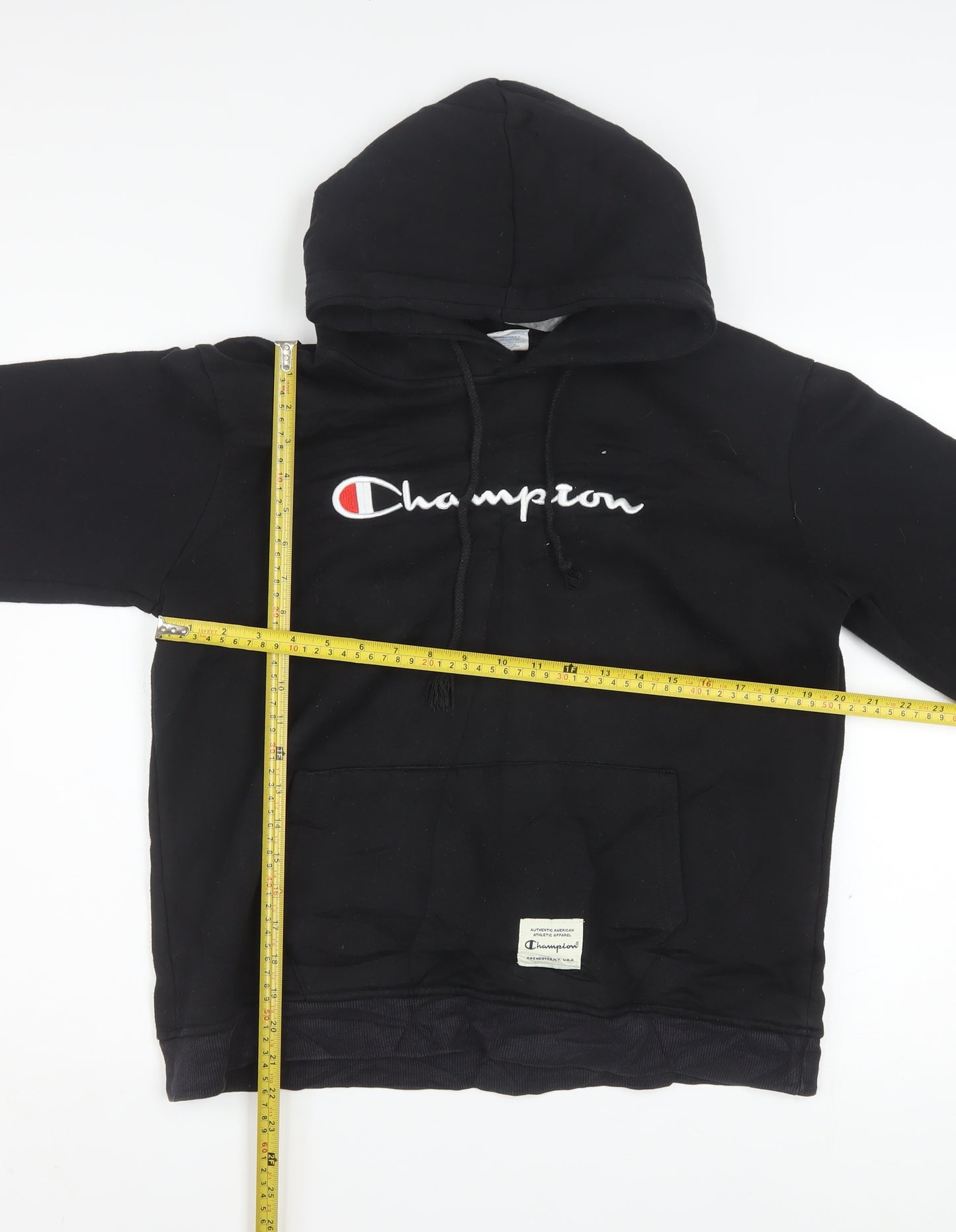Champion Women's Black Pullover Hoodie Large Logo Embroidered Sweatshirt