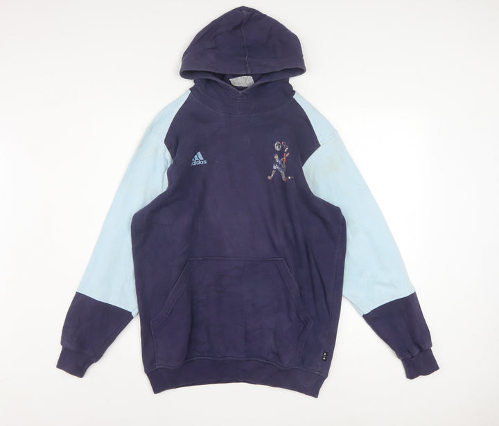 Adidas Men's Blue XL Pullover Hoodie with Football Graphic