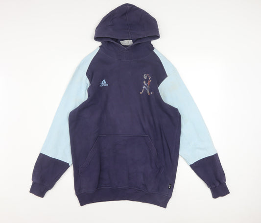 Adidas Men's Blue XL Pullover Hoodie with Football Graphic