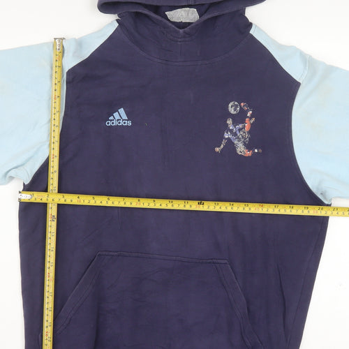 Adidas Men's Blue XL Pullover Hoodie with Football Graphic