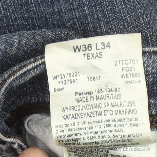 Wrangler Mens Blue Texas Straight Denim Jeans W36 L34
