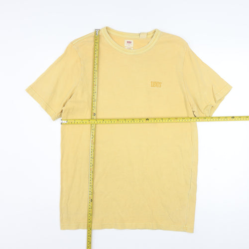 Levi's Men's Yellow Relaxed Fit Crew Neck Cotton T-Shirt Size S