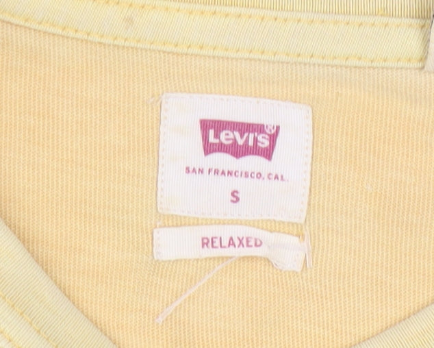 Levi's Men's Yellow Relaxed Fit Crew Neck Cotton T-Shirt Size S