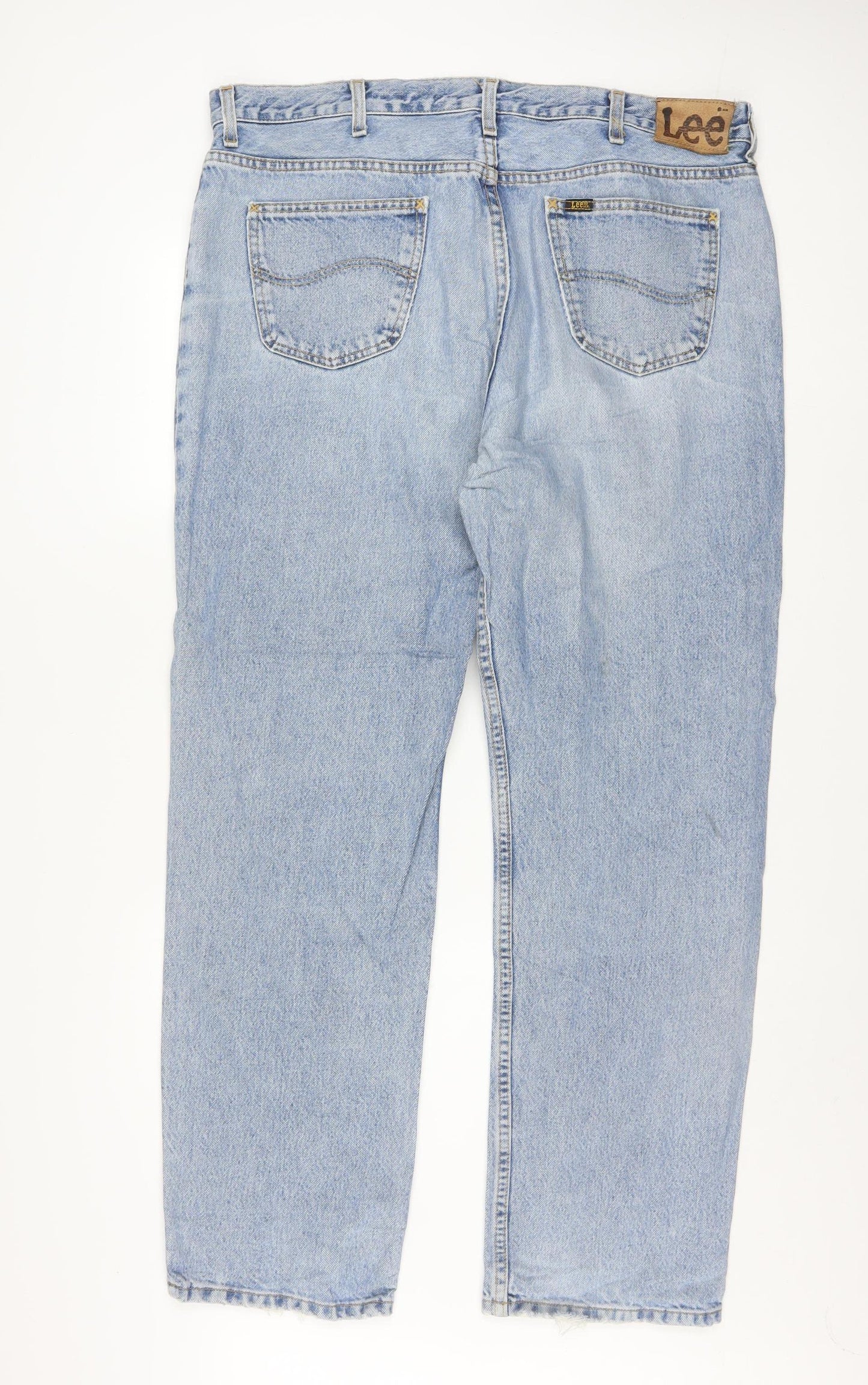 Lee Mens Blue Light Wash Straight Leg Denim Jeans Size 32x31