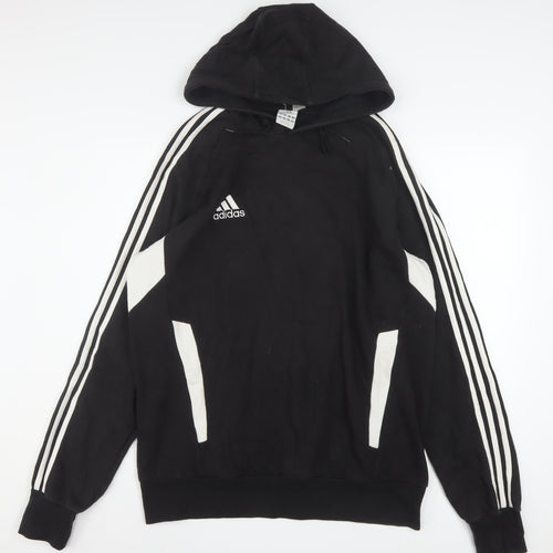 Adidas Men's Black 2XL Pullover Hoodie with Logo Detail