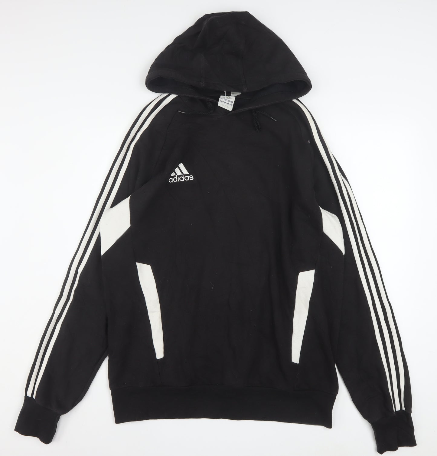 Adidas Men's Black 2XL Pullover Hoodie with Logo Detail