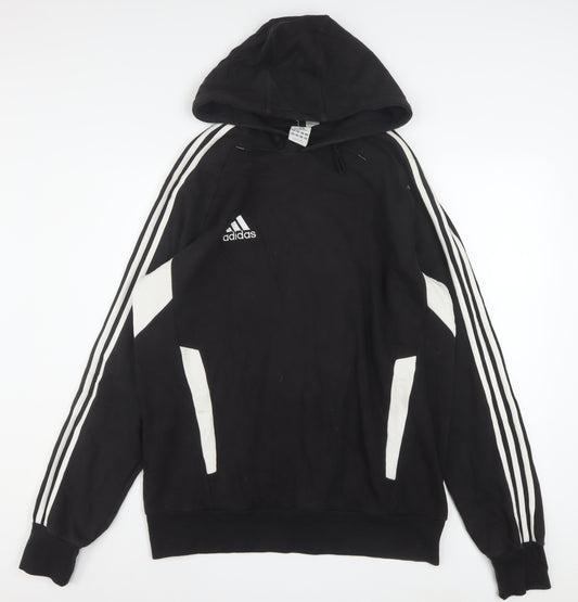 Adidas Men's Black 2XL Pullover Hoodie with Logo Detail