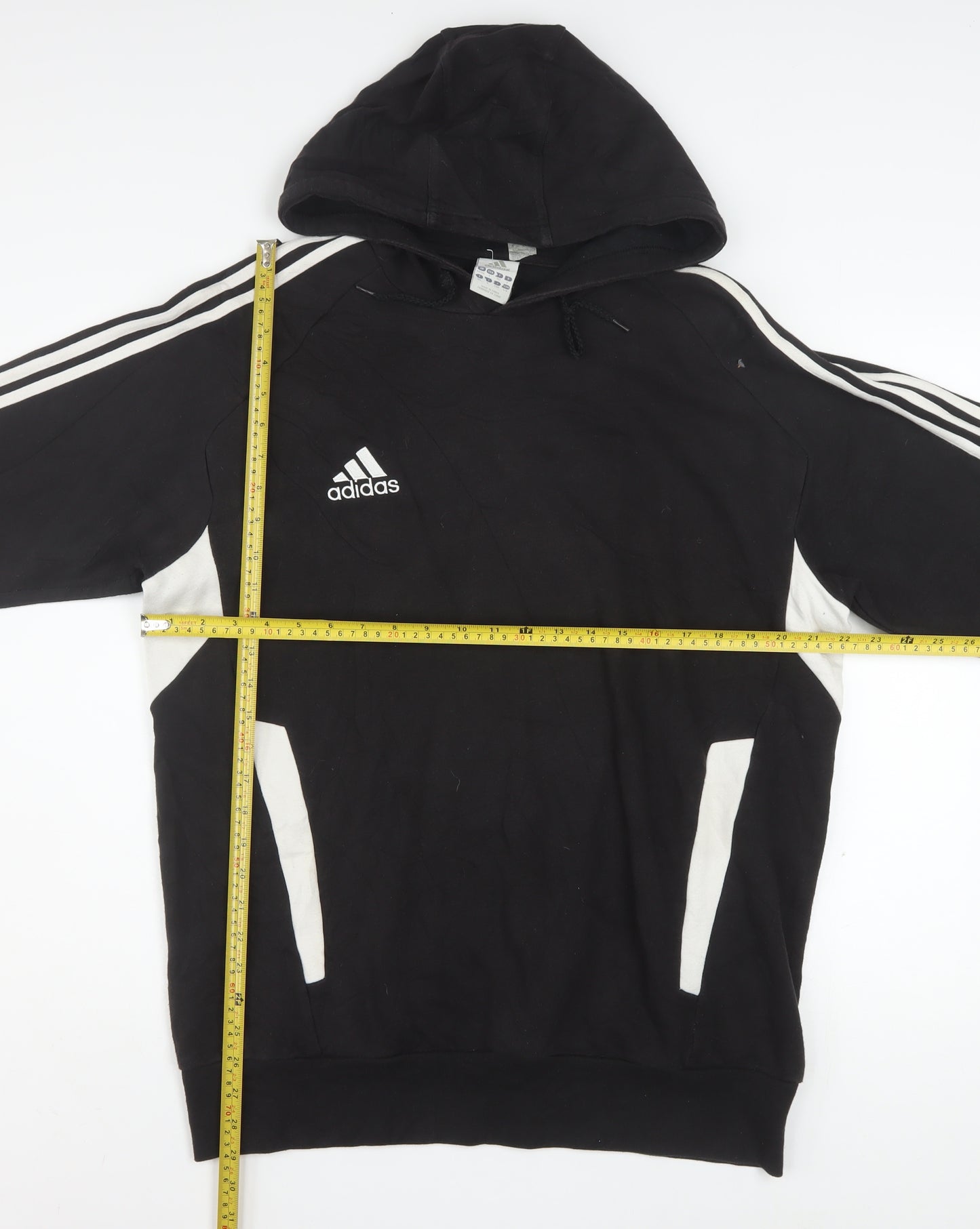 Adidas Men's Black 2XL Pullover Hoodie with Logo Detail