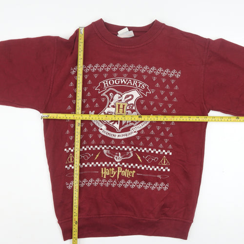 Harry Potter Men’s Red Hogwarts Pullover Sweatshirt Size S