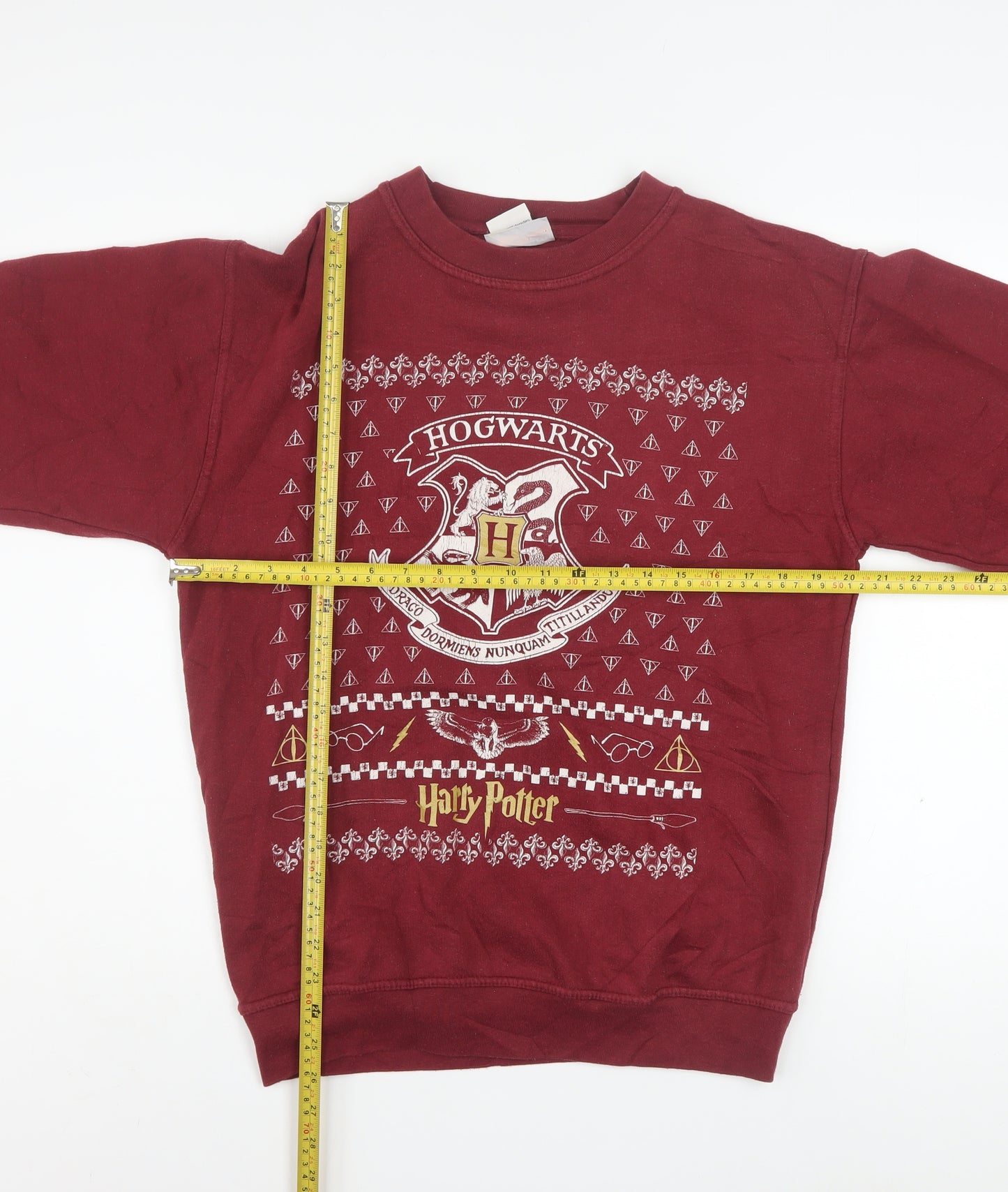 Harry Potter Men’s Red Hogwarts Pullover Sweatshirt Size S
