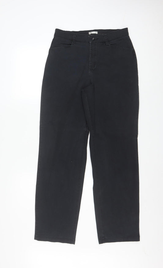 Lee Womens Black Chino Straight Leg Stretch Cotton Trousers Size 8