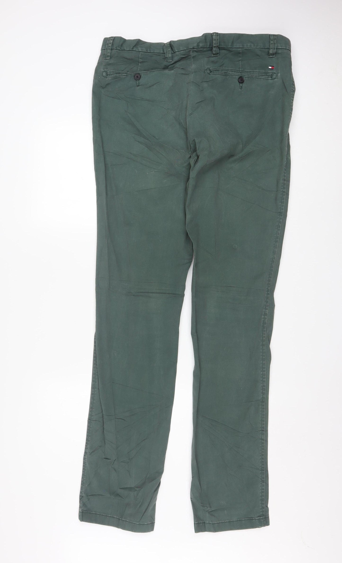 Tommy Hilfiger Men's Green 36x36 Chino Trousers Cotton Stretch