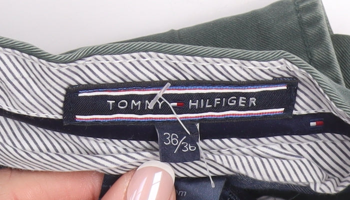 Tommy Hilfiger Men's Green 36x36 Chino Trousers Cotton Stretch