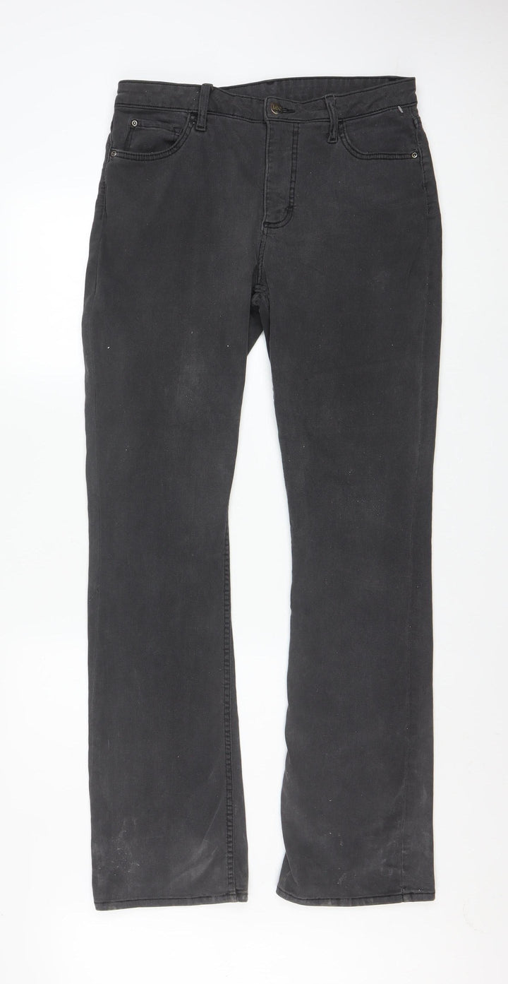 Lee Womens Black Straight Leg Jeans Size 14L Stretch Denim