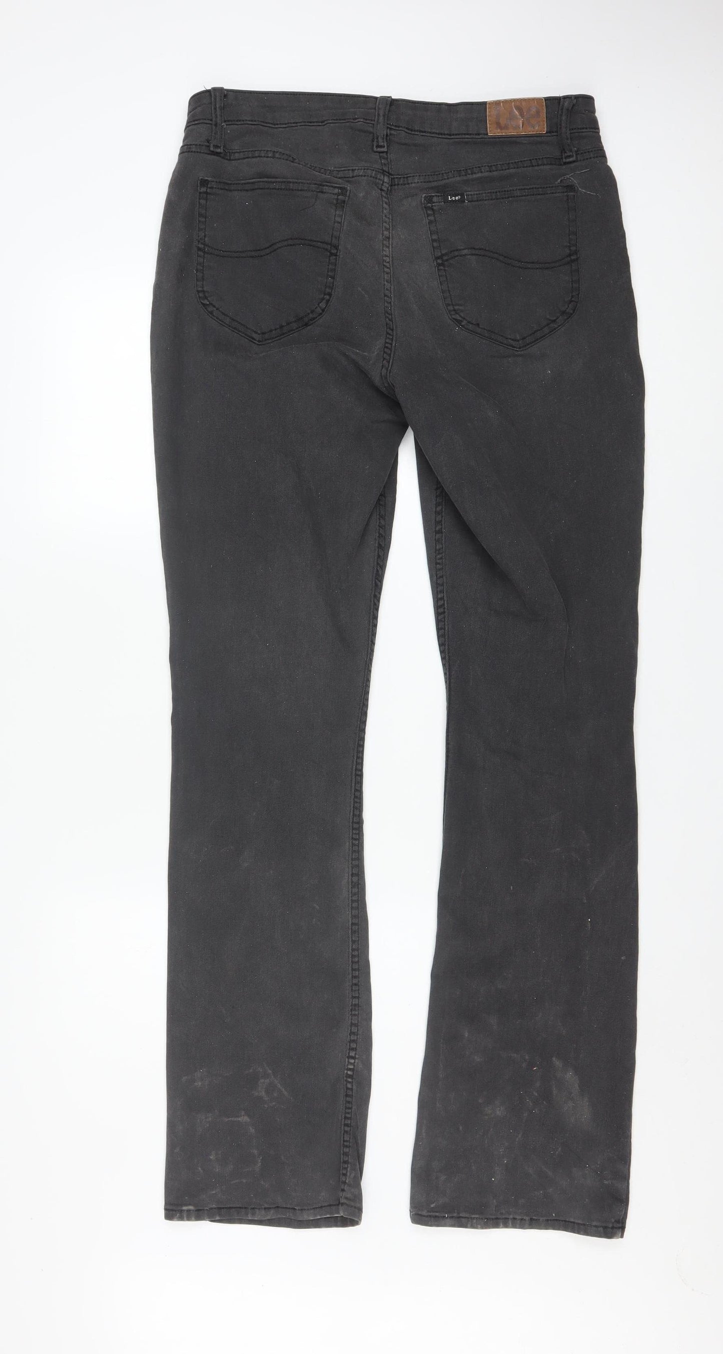 Lee Womens Black Straight Leg Jeans Size 14L Stretch Denim