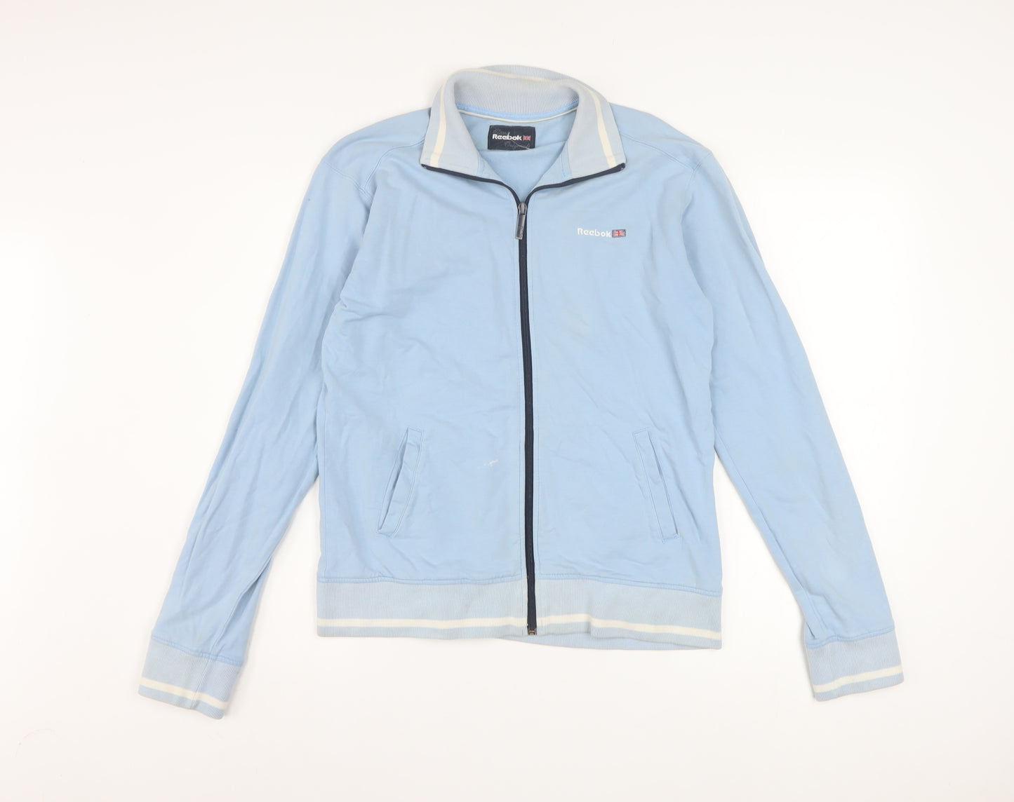 Reebok Women's Blue Track Jacket Size 16 Full Zip Cotton Blend