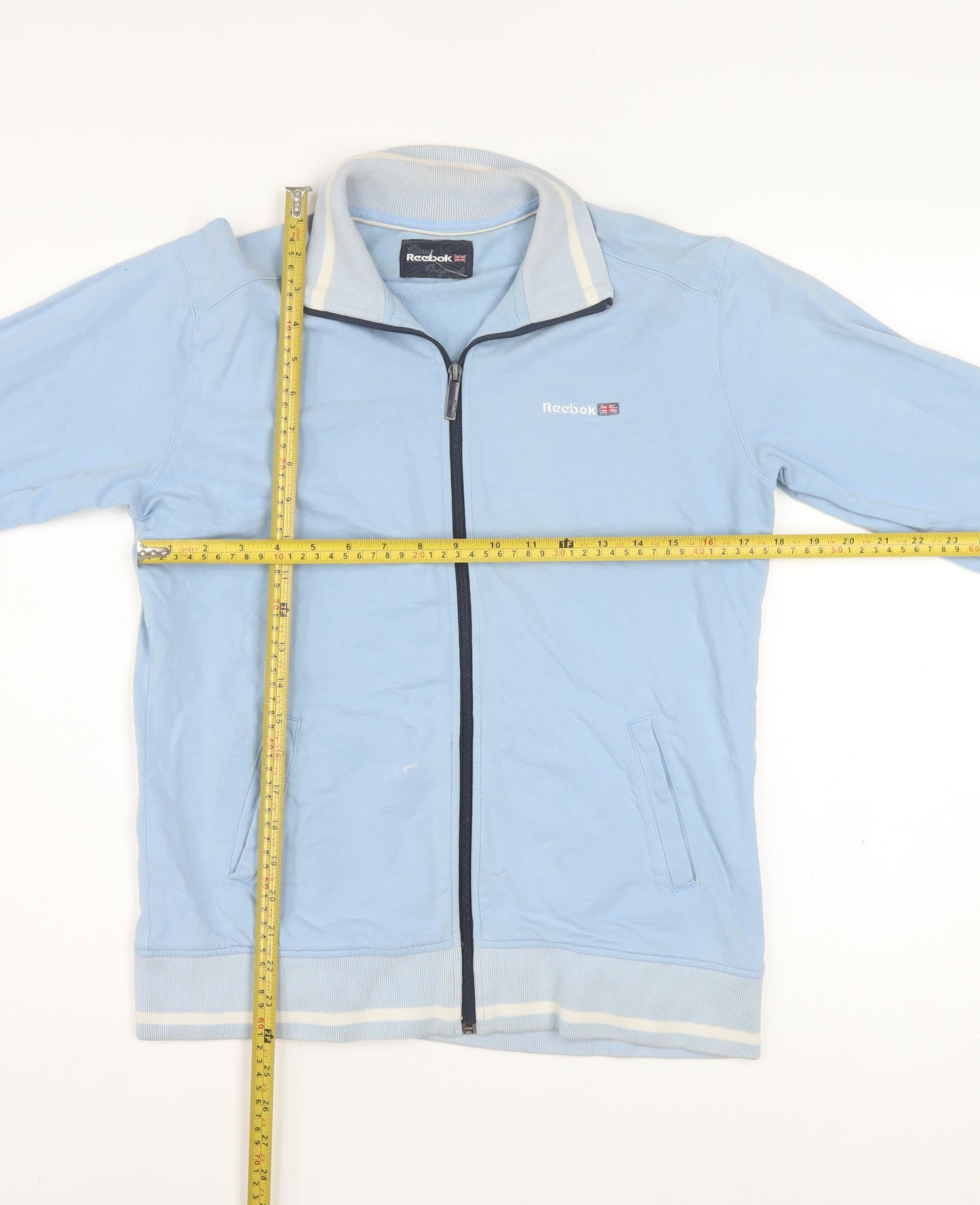 Reebok Women's Blue Track Jacket Size 16 Full Zip Cotton Blend