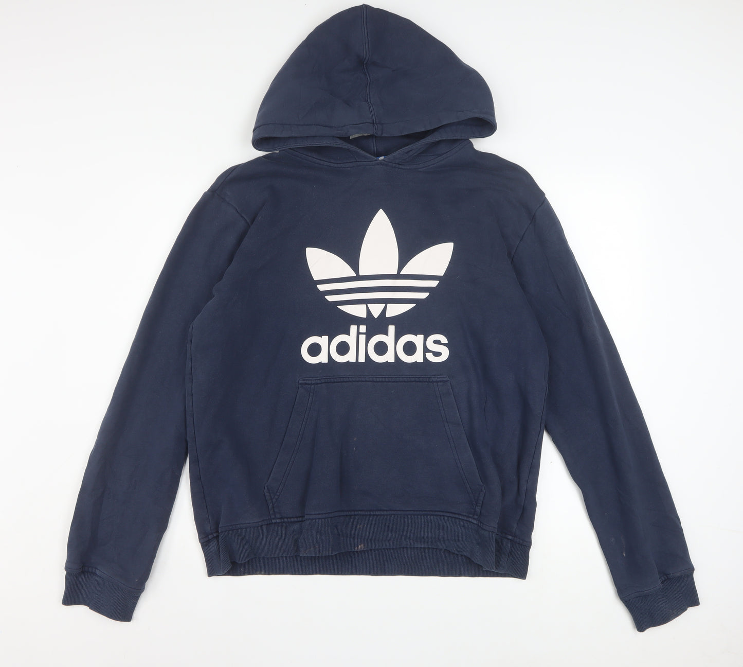 Adidas Men's Blue Pullover Hoodie L Fleece Logo Sweatshirt