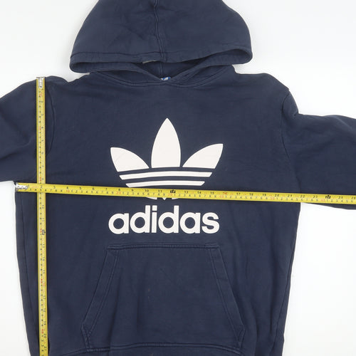 Adidas Men's Blue Pullover Hoodie L Fleece Logo Sweatshirt