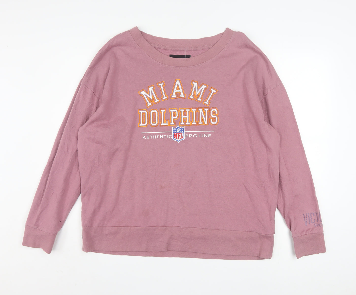 Victoria Sport Women’s Pink Miami Dolphins Pullover Sweatshirt L