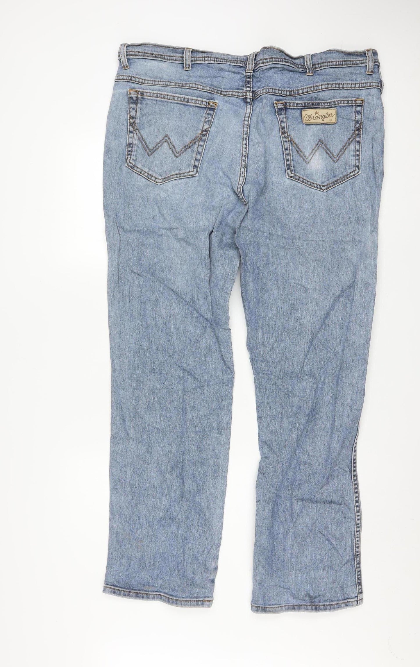 Wrangler Men's Blue Straight Fit Denim Jeans W42 L32 Texas Stretch