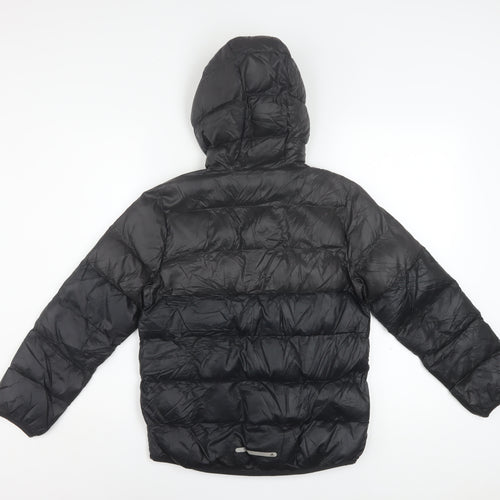 Adidas Boys Black Puffer Jacket 9-10 Years Hooded Lightweight Winter Coat