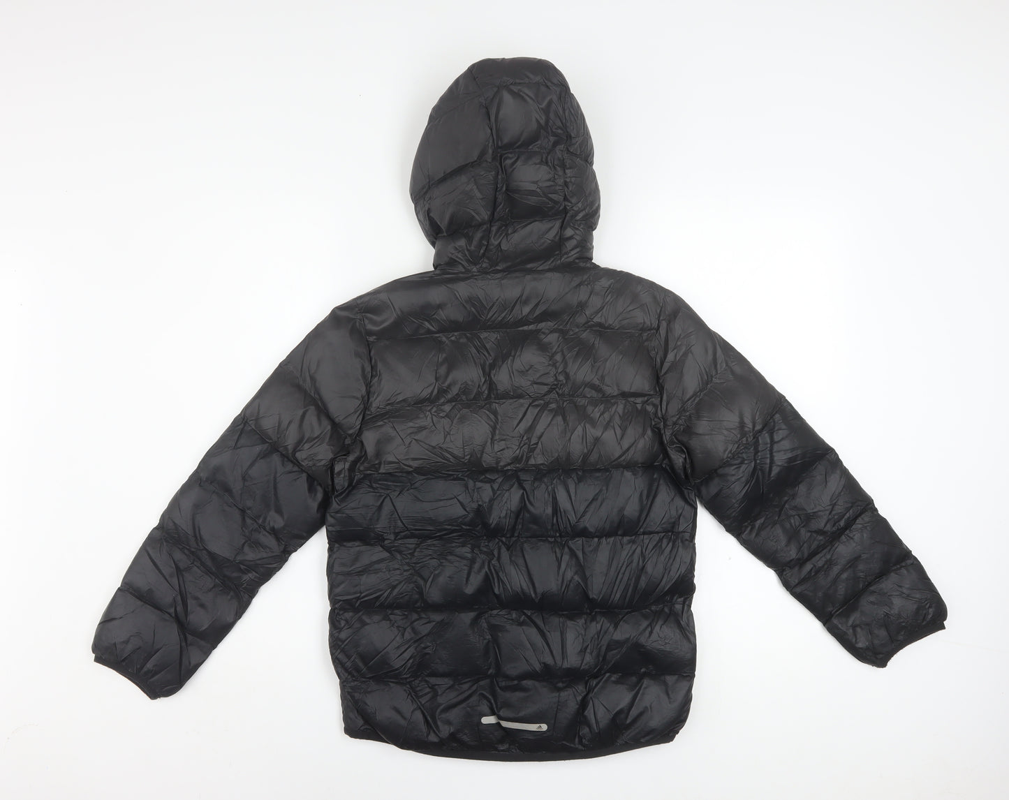 Adidas Boys Black Puffer Jacket 9-10 Years Hooded Lightweight Winter Coat