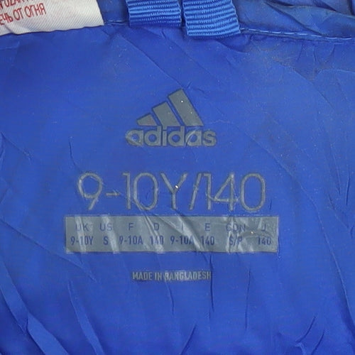 Adidas Boys Black Puffer Jacket 9-10 Years Hooded Lightweight Winter Coat