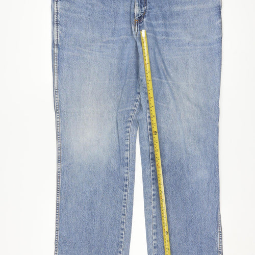 Wrangler Men's Blue Straight Leg Jeans 40x32 Cotton Denim Classic Fit