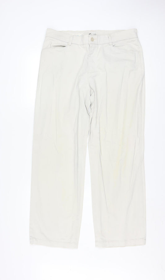 Lee Women's Beige Chino Trousers Size 12 Straight Leg Cotton Blend