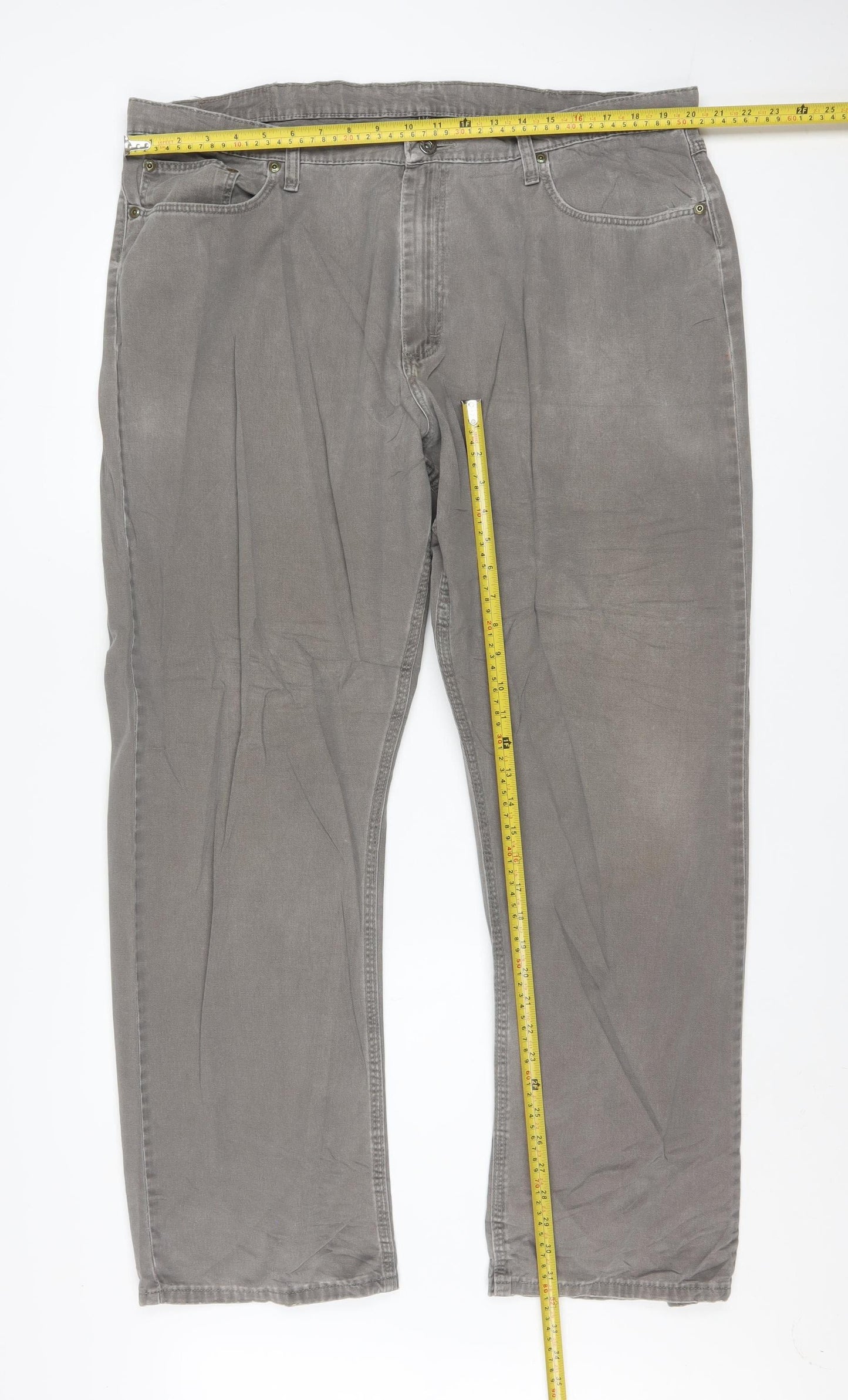 Wrangler Men's Grey Straight Fit Jeans 40x32 100% Cotton