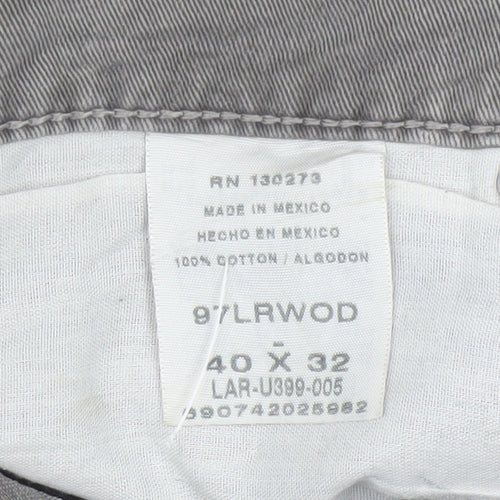 Wrangler Men's Grey Straight Fit Jeans 40x32 100% Cotton
