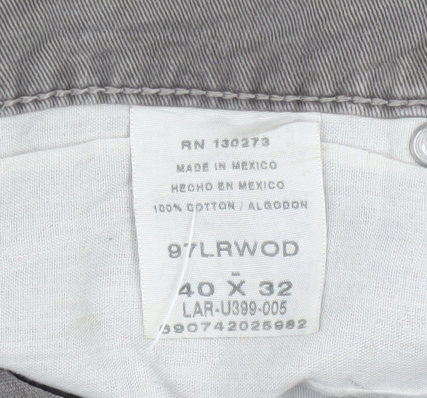 Wrangler Men's Grey Straight Fit Jeans 40x32 100% Cotton