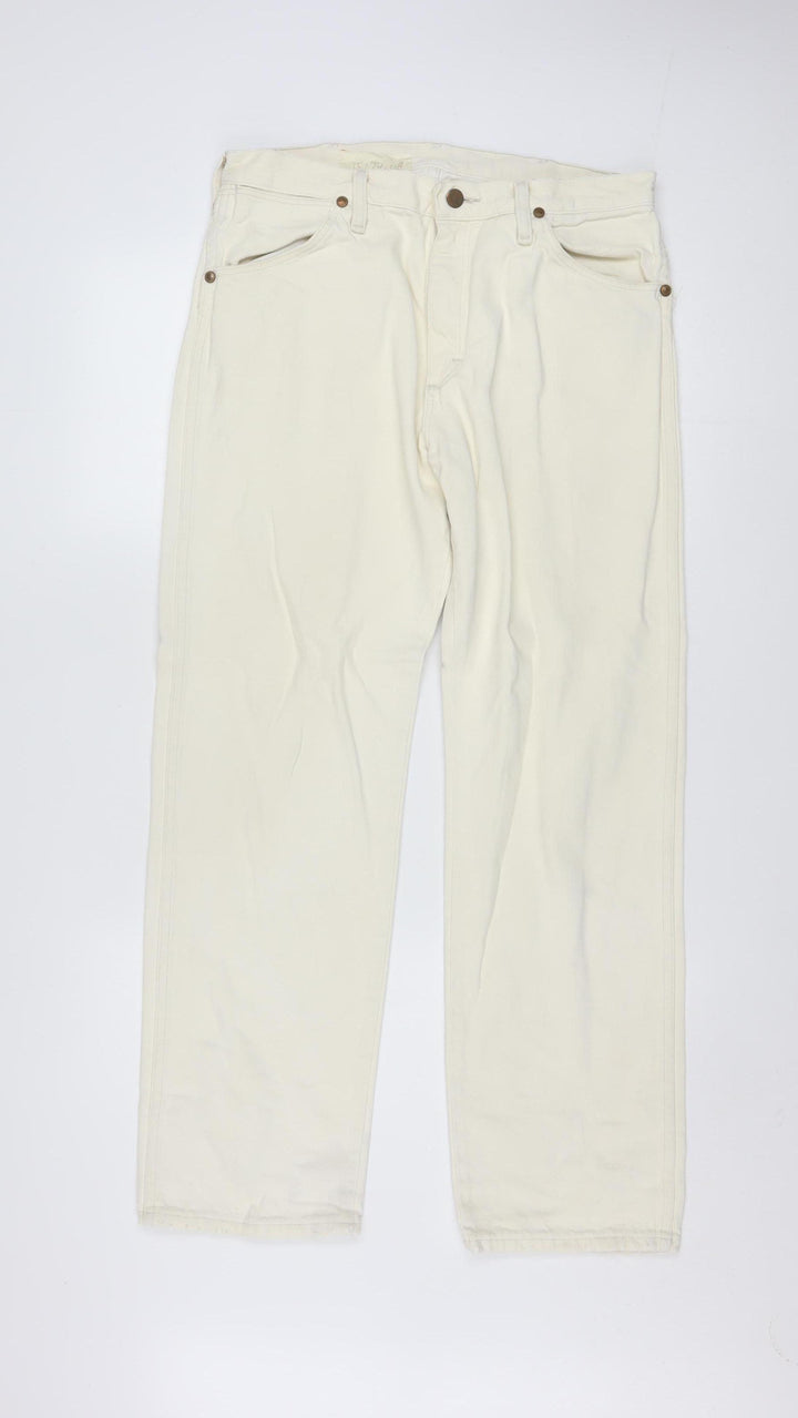 Wrangler Women Ivory Straight Jeans Size 14 Regular Fit 30in