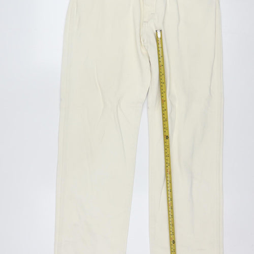 Wrangler Women Ivory Straight Jeans Size 14 Regular Fit 30in