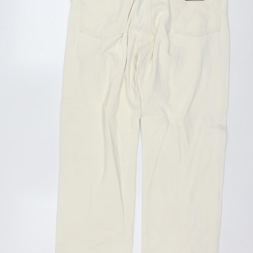 Wrangler Women Ivory Straight Jeans Size 14 Regular Fit 30in
