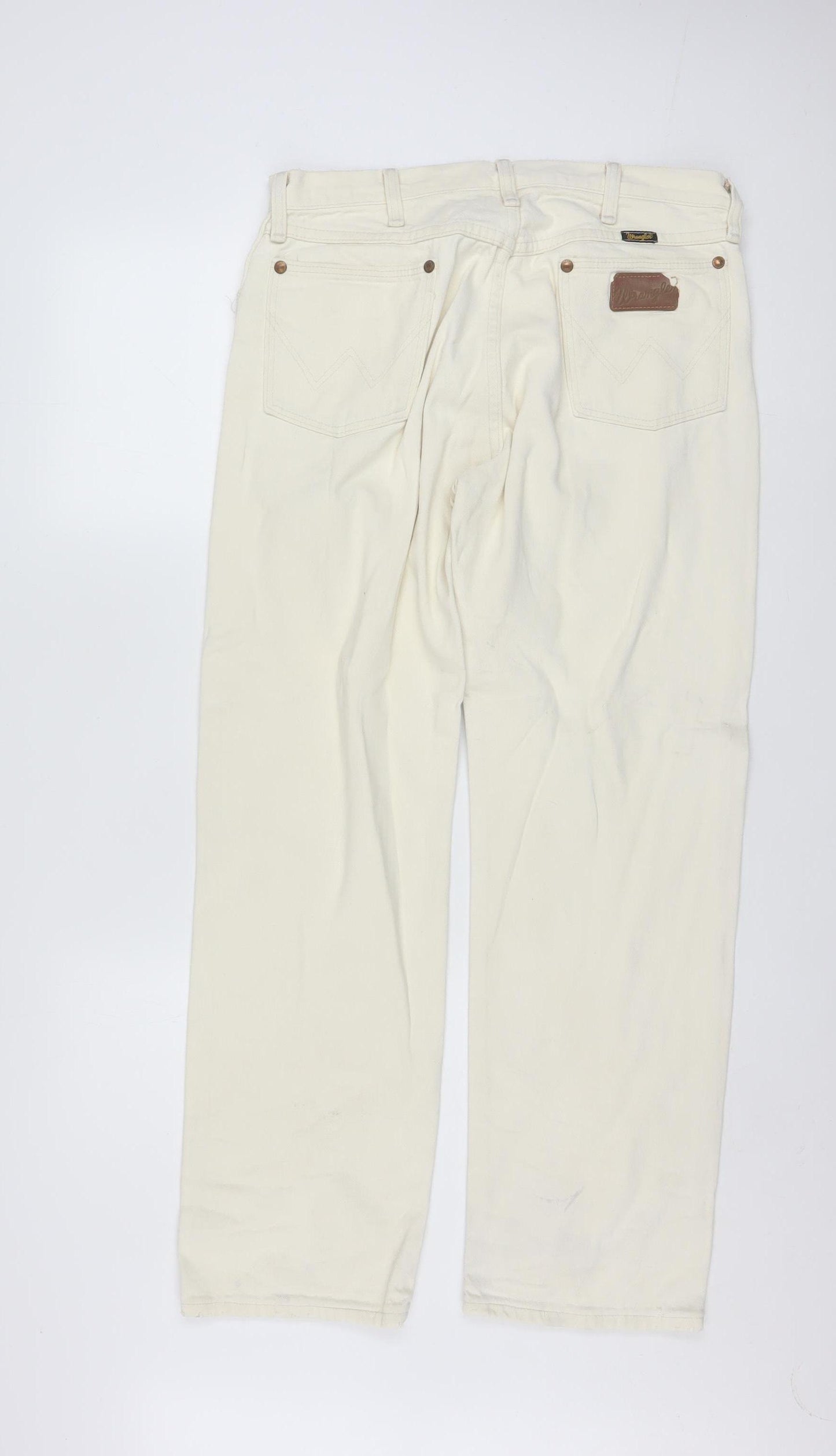 Wrangler Women Ivory Straight Jeans Size 14 Regular Fit 30in