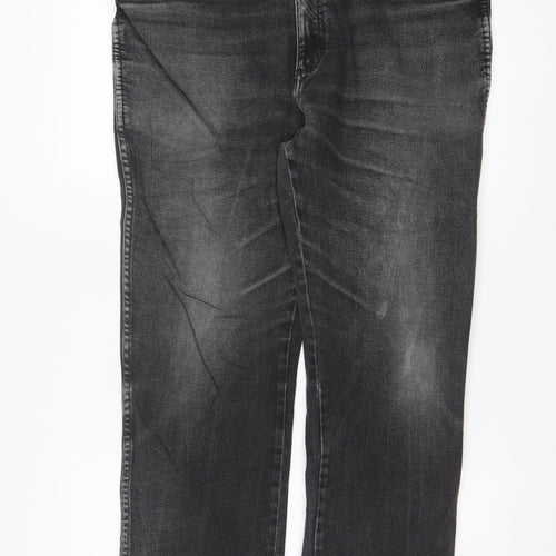 Wrangler Men's Black Straight Leg Jeans 40W 32L Regular Fit Denim