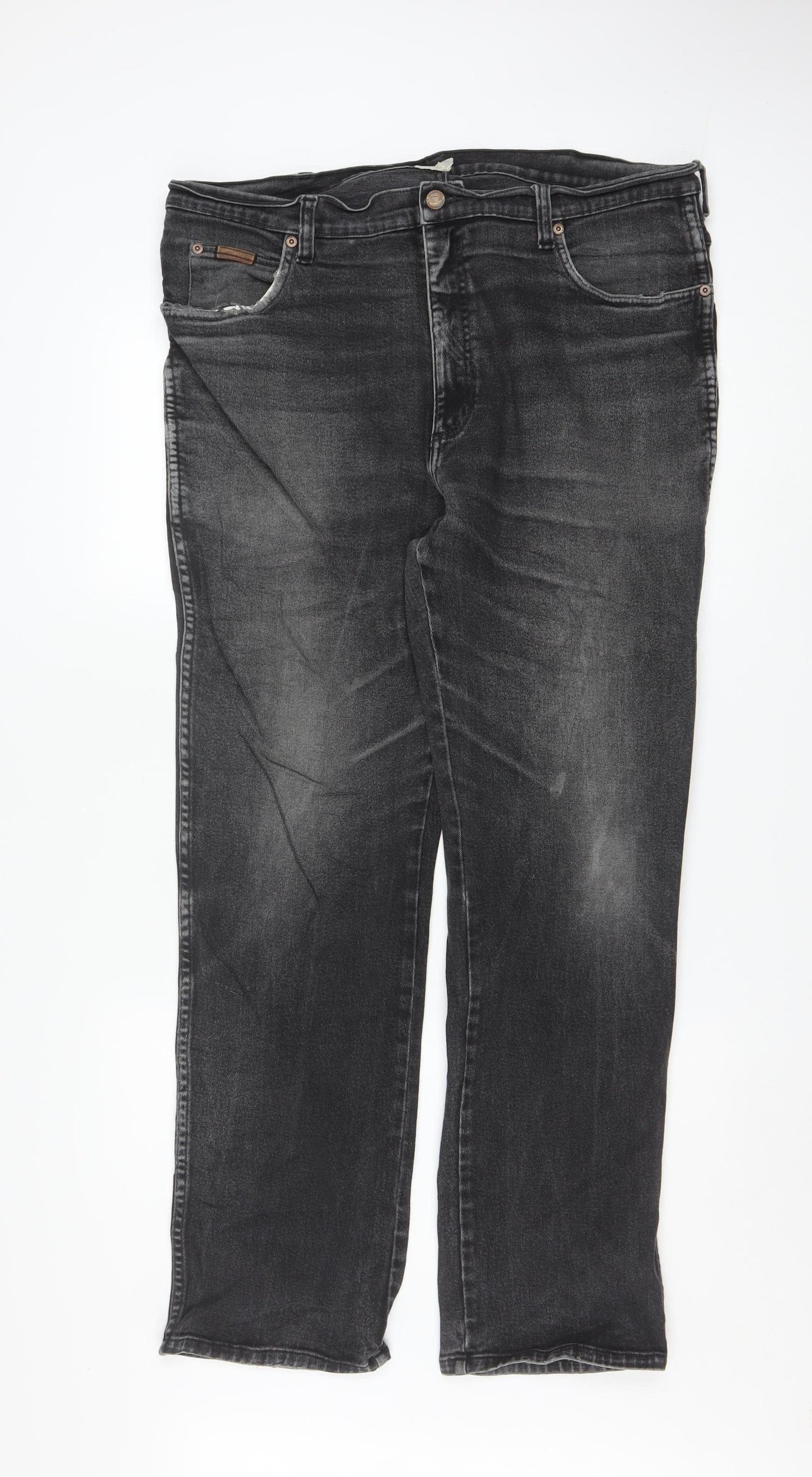 Wrangler Men's Black Straight Leg Jeans 40W 32L Regular Fit Denim