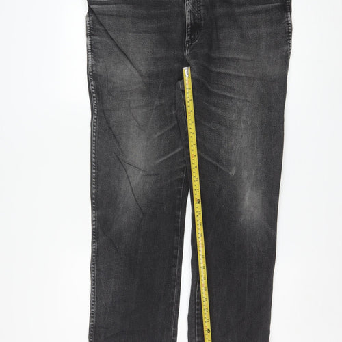 Wrangler Men's Black Straight Leg Jeans 40W 32L Regular Fit Denim