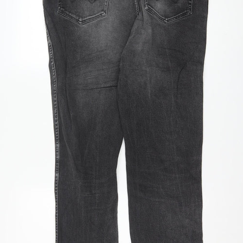 Wrangler Men's Black Straight Leg Jeans 40W 32L Regular Fit Denim